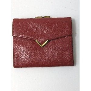 Buxton Coin Purse Womens Small Red Top Grain Cowhide Leather Trifold Coin Wallet